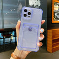 Coque de téléphone pour iPhone 12 13 14 Mini Coque pour iPhone Étui mignon en silicone souple avec porte-cartes Transparent Robuste Housse de protection arrière en cristal transparent avec pare-chocs antichoc