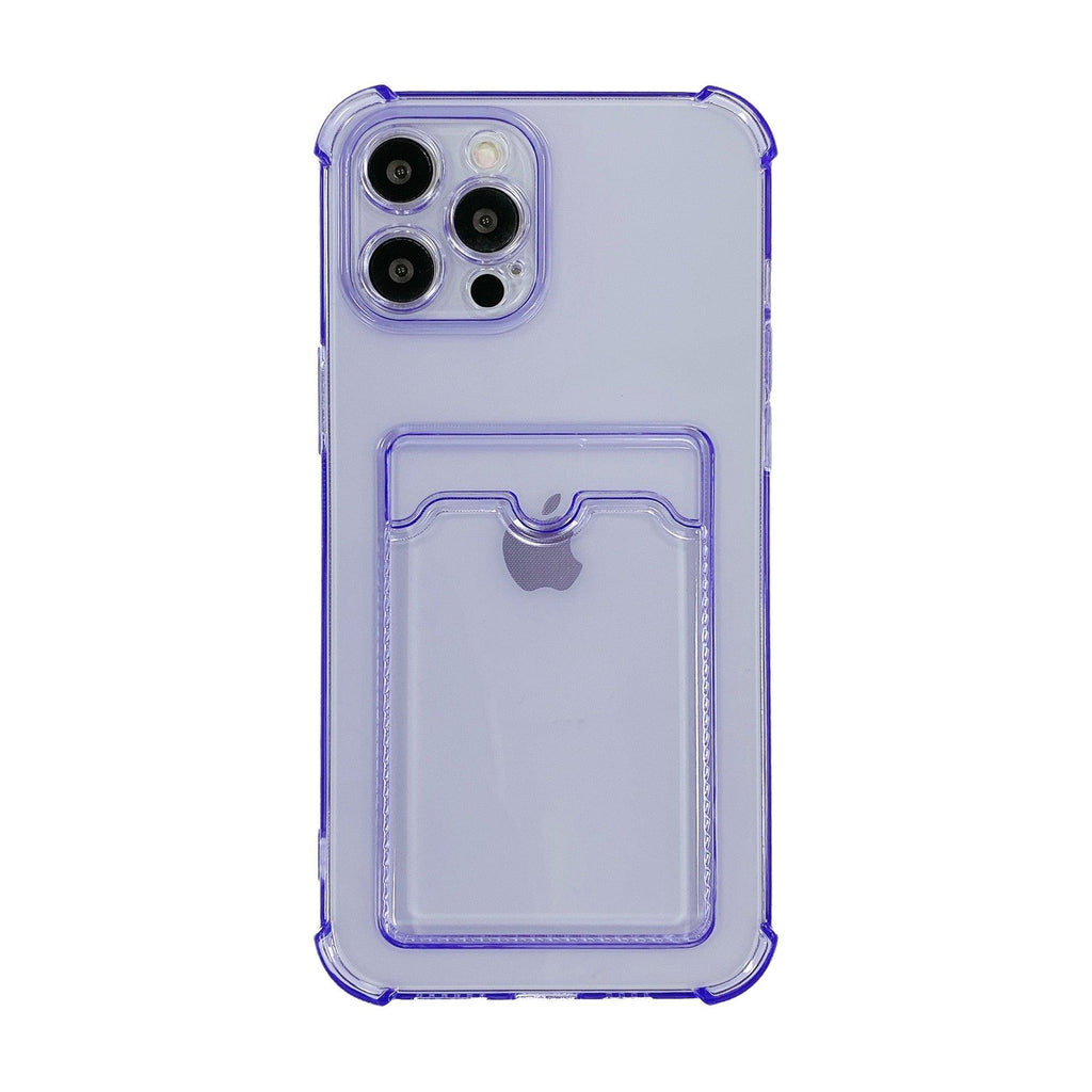 Coque de téléphone pour iPhone 12 13 14 Mini Coque pour iPhone Étui mignon en silicone souple avec porte-cartes Transparent Robuste Housse de protection arrière en cristal transparent avec pare-chocs antichoc