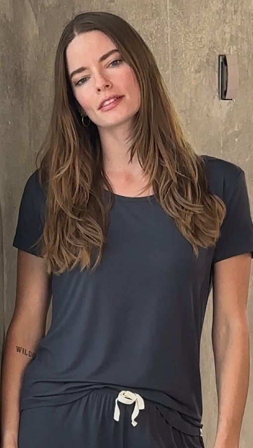 Ensemble de détente en bambou pour femme – T-shirt de détente + short de détente