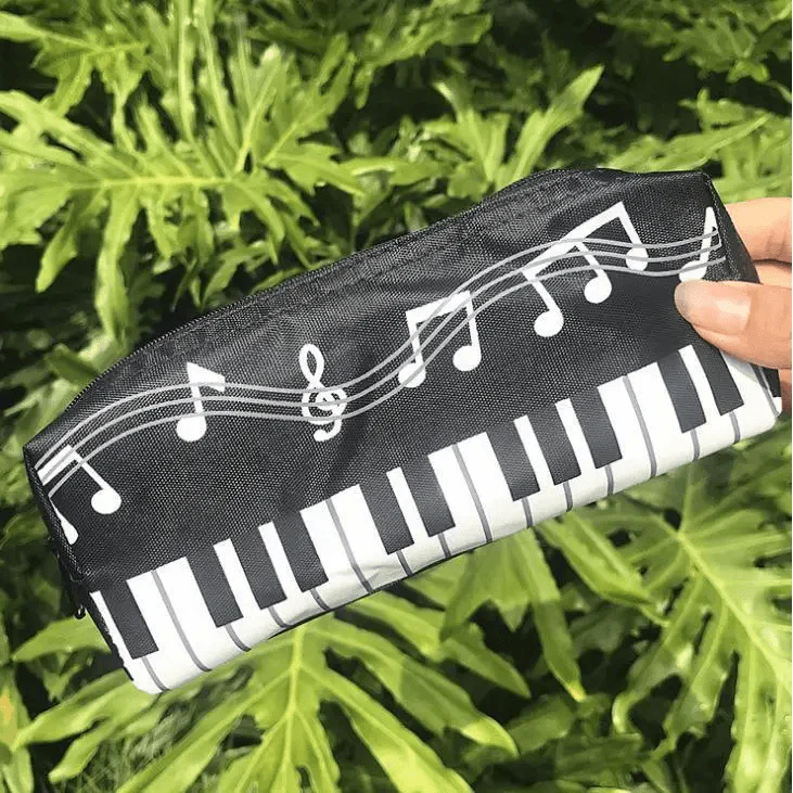 Trousse à crayons motif clavier de piano, grande capacité, trousses à crayons cool, fournitures de bureau, scolaires, mignonnes