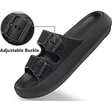 Sandales à coussin Semelle épaisse Boucles réglables Claquettes en EVA