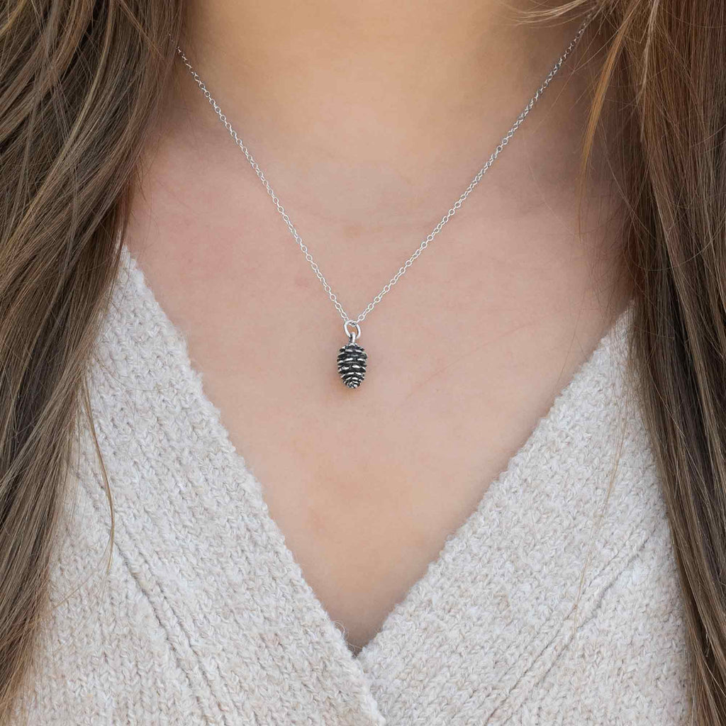 Sterling Silver Pinecone Necklace – Nature-Inspired Charm