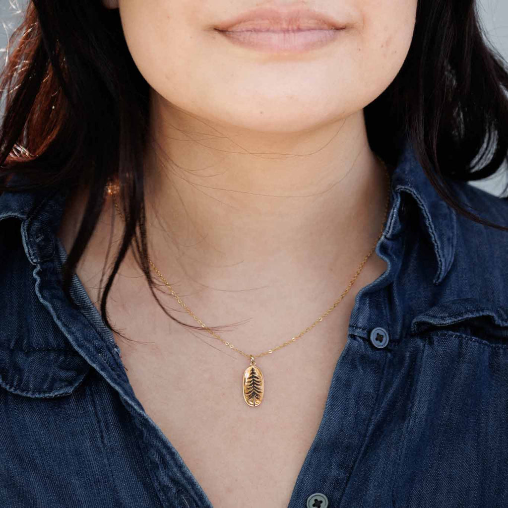 Pine Tree Charm Necklace - Dainty 14k Gold Filled Jewelry