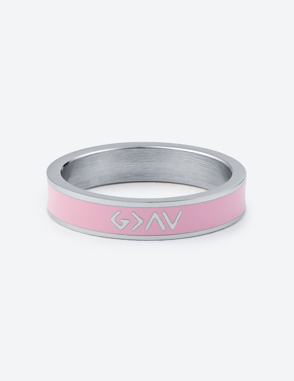 Bague hauteurs et profondeurs en émail rose