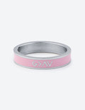 Bague hauteurs et profondeurs en émail rose