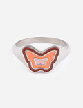 Bague papillon en argent émaillé rose