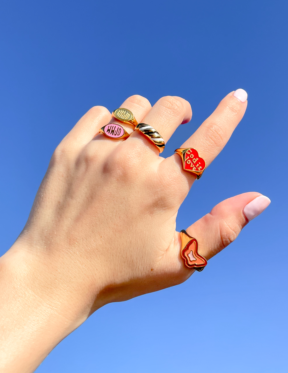Bague émaillée rose WWJD