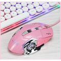 Souris de jeu rose girly 3200 DPI Rétroéclairage réglable 4 niveaux DPI Souris filaire pour femmes joueuses