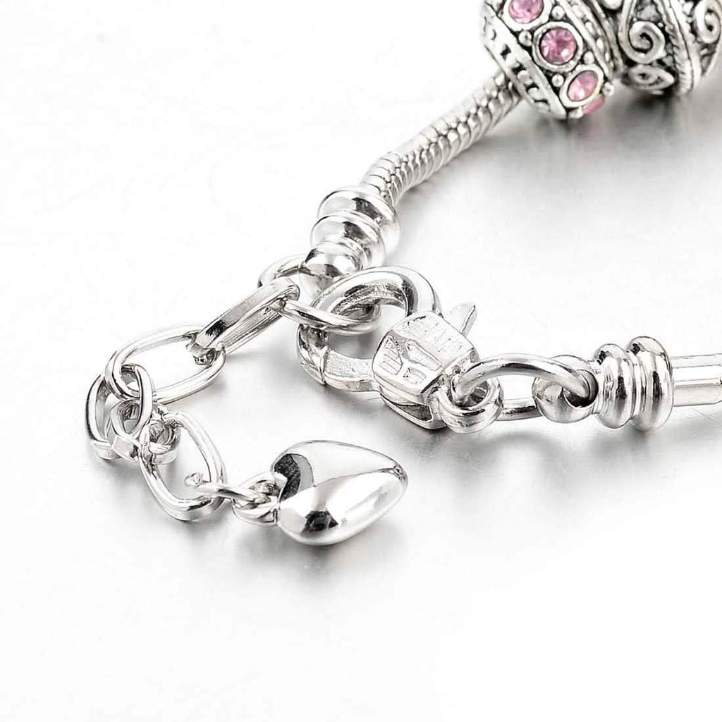 Breloque Cœur Et Cristal Swarovski Elements Rose