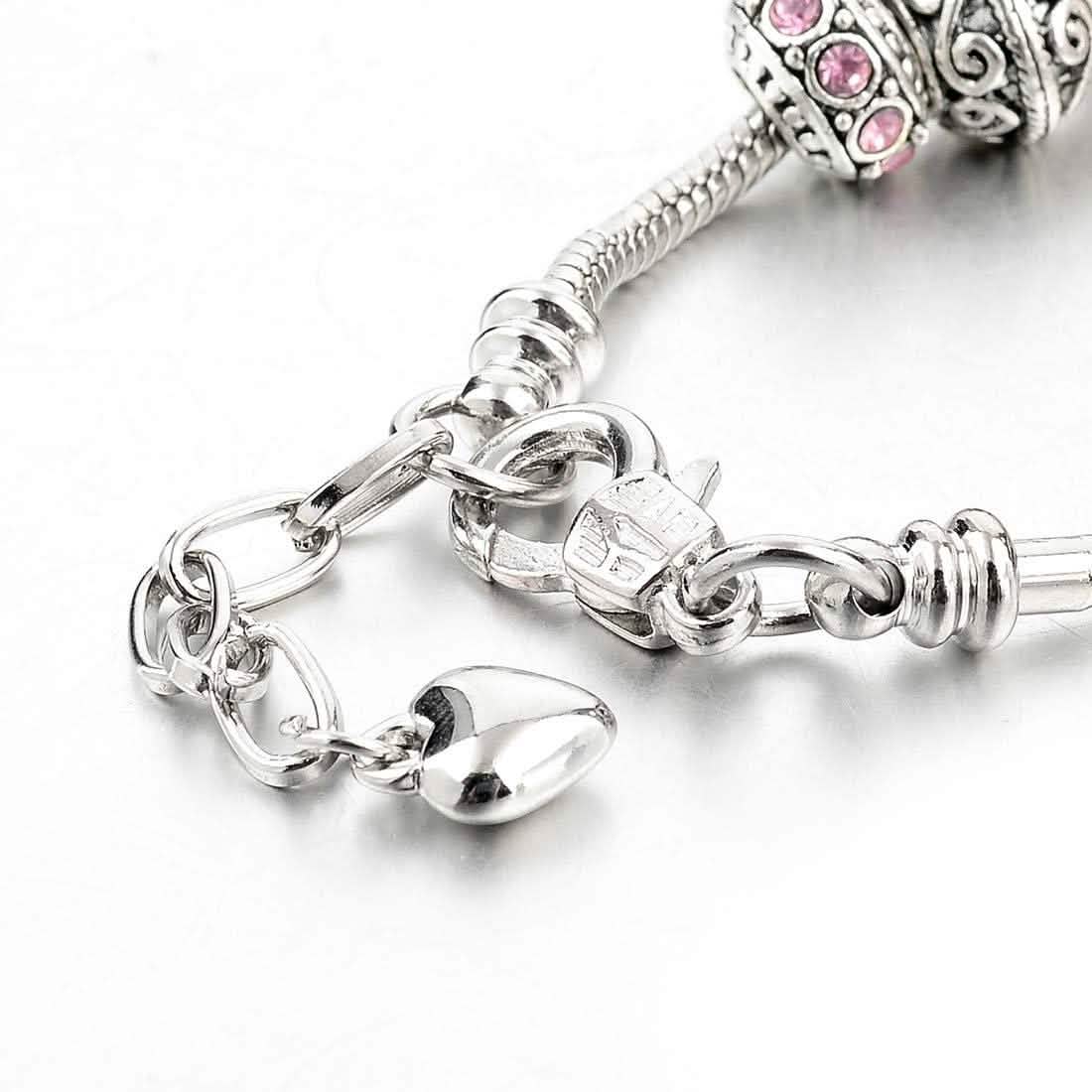 Breloque Cœur Et Cristal Swarovski Elements Rose