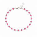 Hot Pink Agate Wire Wrapped Sterling Silver Bracelet