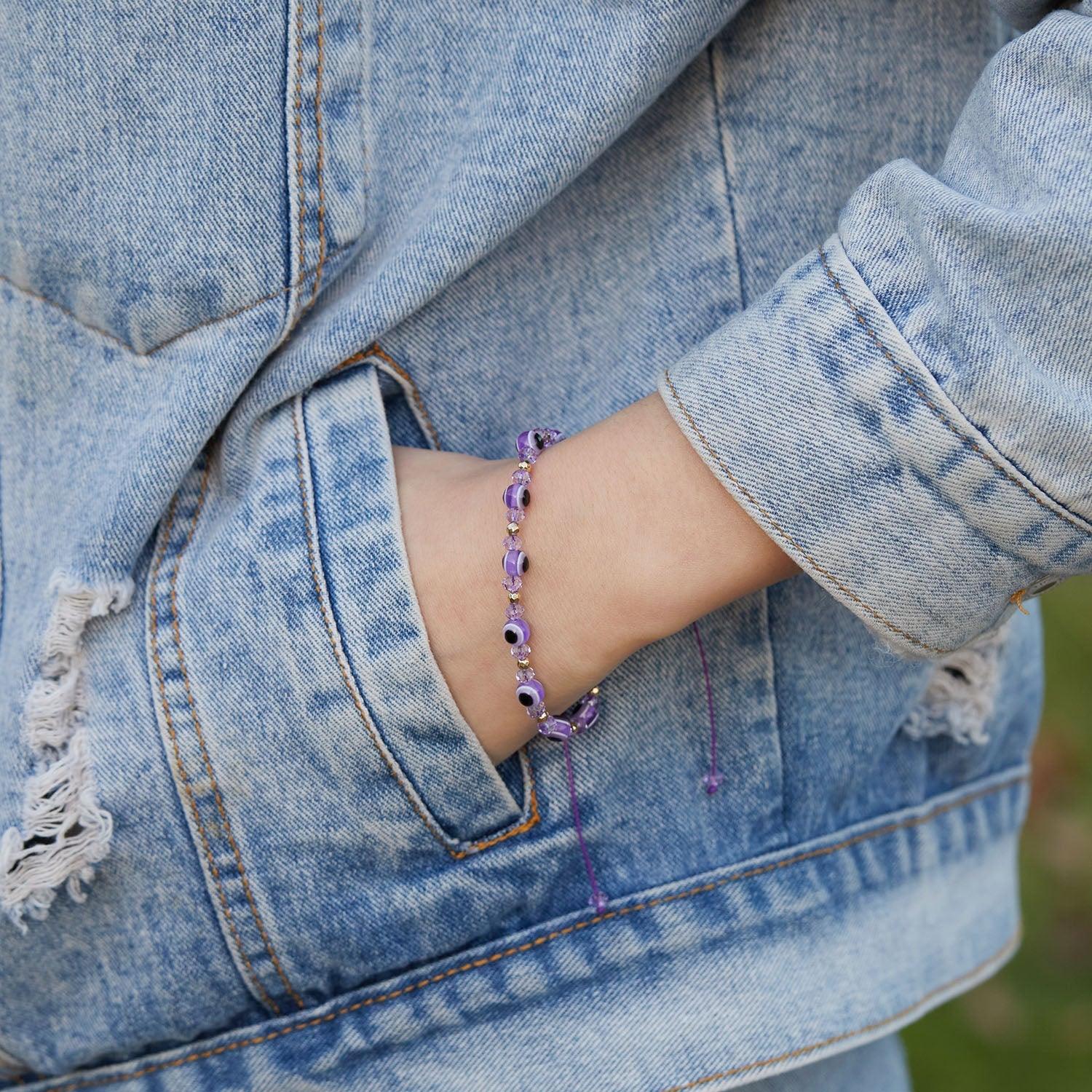 Ensembles de bracelets promesse Pinky bleus, chaînes de perles en cristal colorées, bracelets de couple porte-bonheur, bracelets colorés à œil, bracelets en corde tressée faits à la main pour femmes, bijoux d'amitié