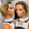 Perruque Pixie courte bouclée Cheveux Humains Perruques pré-plumées Brésiliennes Deep Water Wave Vierge Dentelle Frontale pour Femmes avec Cheveux de bébé Perruques pour Femmes Noires Cadeaux pour Petites Amies