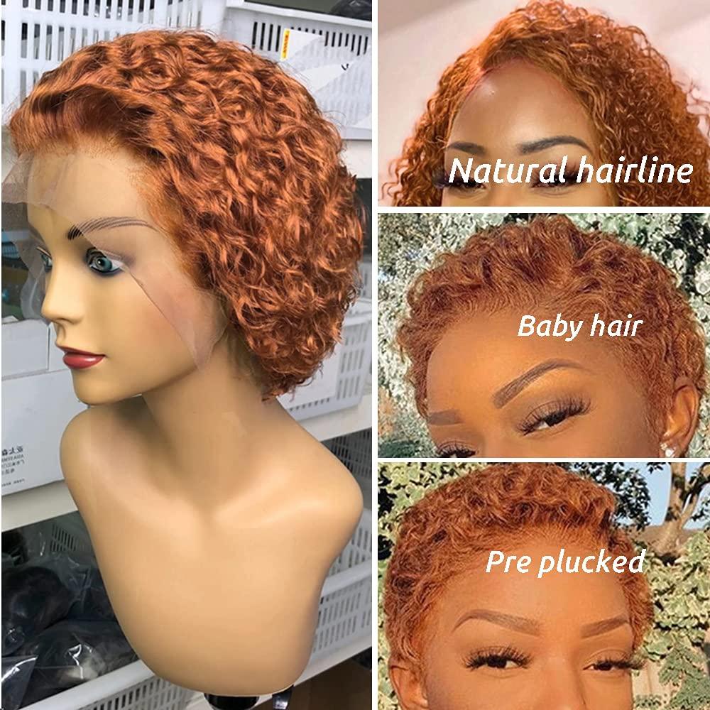 Perruque Pixie courte bouclée Cheveux Humains Perruques pré-plumées Brésiliennes Deep Water Wave Vierge Dentelle Frontale pour Femmes avec Cheveux de bébé Perruques pour Femmes Noires Cadeaux pour Petites Amies