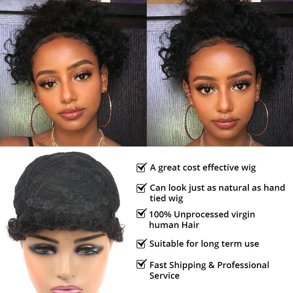 Perruque Coupe Pixie Cheveux Humains Bouclés Perruques Courtes Bob Bouclées Cheveux Humains Pour Femmes Perruque Complète Faite à la Machine Perruques Cheveux Humains Pour Femmes Noires Cadeaux pour Petites Amies