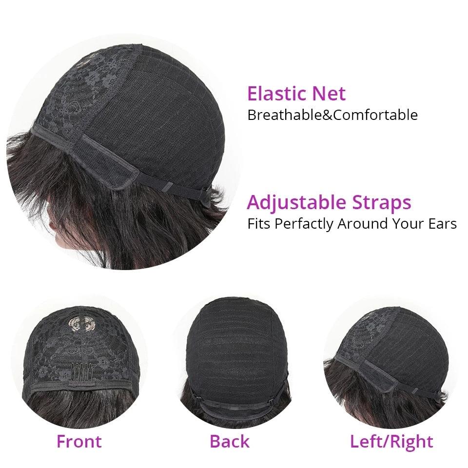 Perruque Coupe Pixie Cheveux Humains Bouclés Perruques Courtes Bob Bouclées Cheveux Humains Pour Femmes Perruque Complète Faite à la Machine Perruques Cheveux Humains Pour Femmes Noires Cadeaux pour Petites Amies