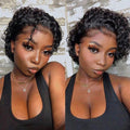 Perruque Pixie courte bouclée en cheveux naturels, perruque en cheveux naturels 13x1 avec dentelle transparente, pré-épilée avec cheveux de bébé pour femmes noires