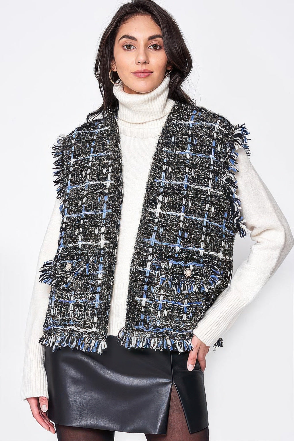 Gilet en tweed à carreaux