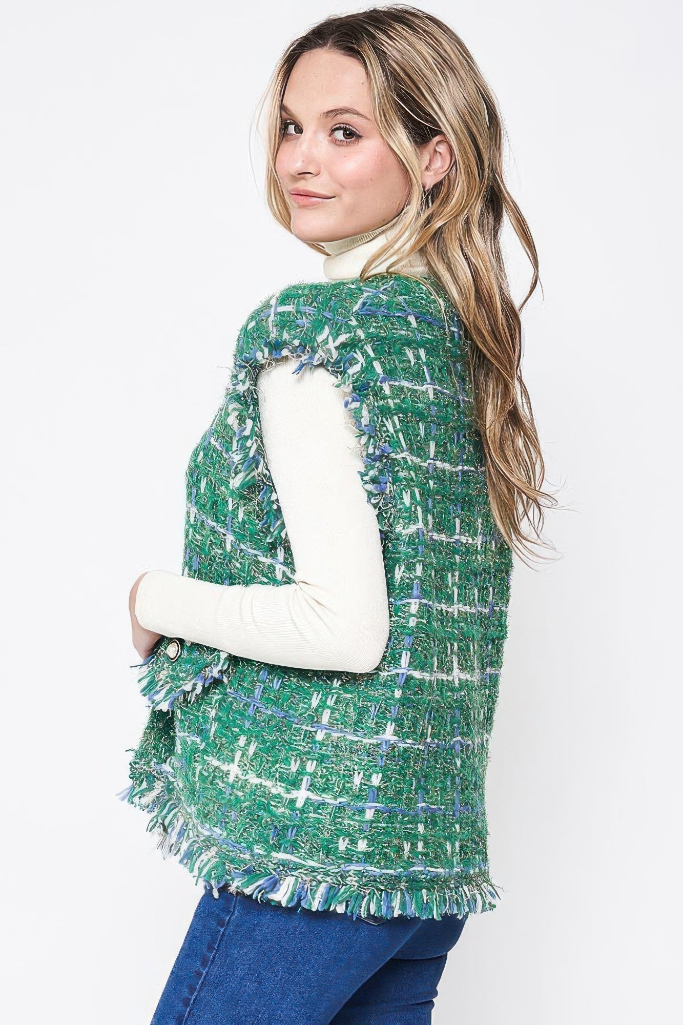 Gilet en tweed à carreaux