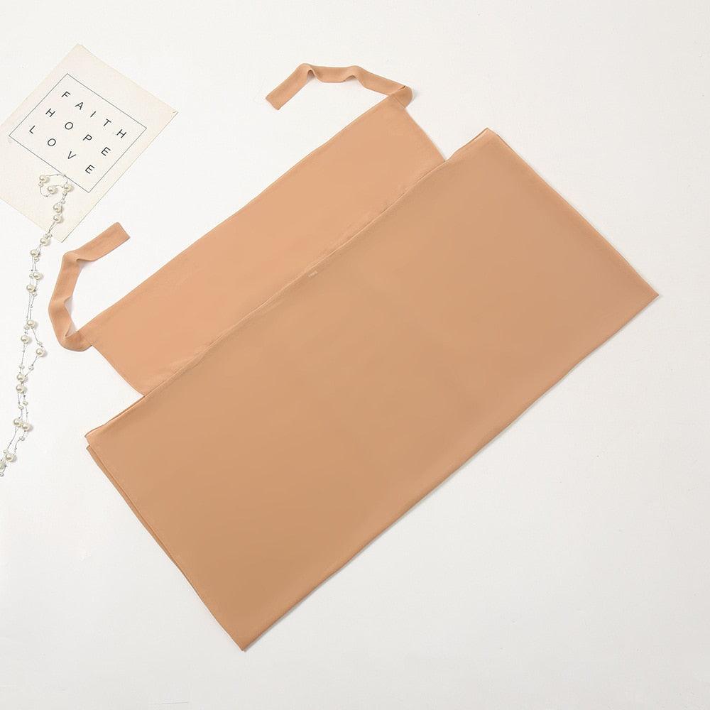 Voile élégant en mousseline de soie léger, coloré et uni, avec bandage, écharpe en mousseline de soie antidérapante, élégante, respirante, longs hijabs islamiques, bandeau, turban de mode pour femmes