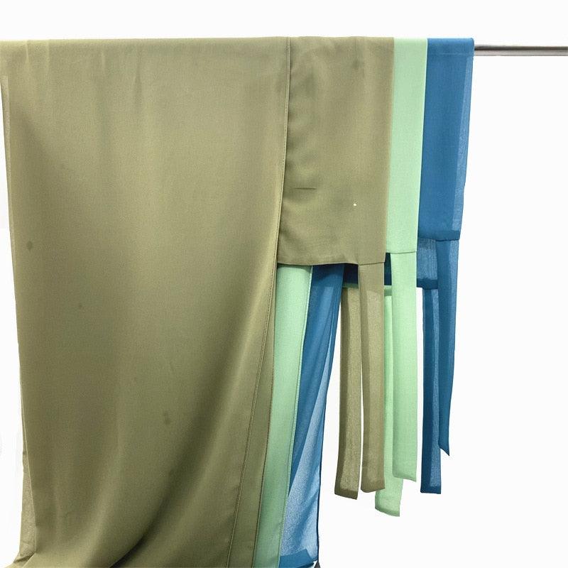 Voile élégant en mousseline de soie léger, coloré et uni, avec bandage, écharpe en mousseline de soie antidérapante, élégante, respirante, longs hijabs islamiques, bandeau, turban de mode pour femmes