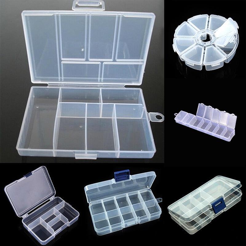 Boîtes à bijoux en plastique Boîte à outils en plastique Boîte de rangement pour travaux manuels réglable Perles Bracelet Boîtes à bijoux portables 10 compartiments Boîte de rangement en plastique transparent Organisateur de bijoux Récipient