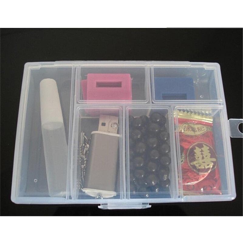 Boîtes à bijoux en plastique Boîte à outils en plastique Boîte de rangement pour travaux manuels réglable Perles Bracelet Boîtes à bijoux portables 10 compartiments Boîte de rangement en plastique transparent Organisateur de bijoux Récipient