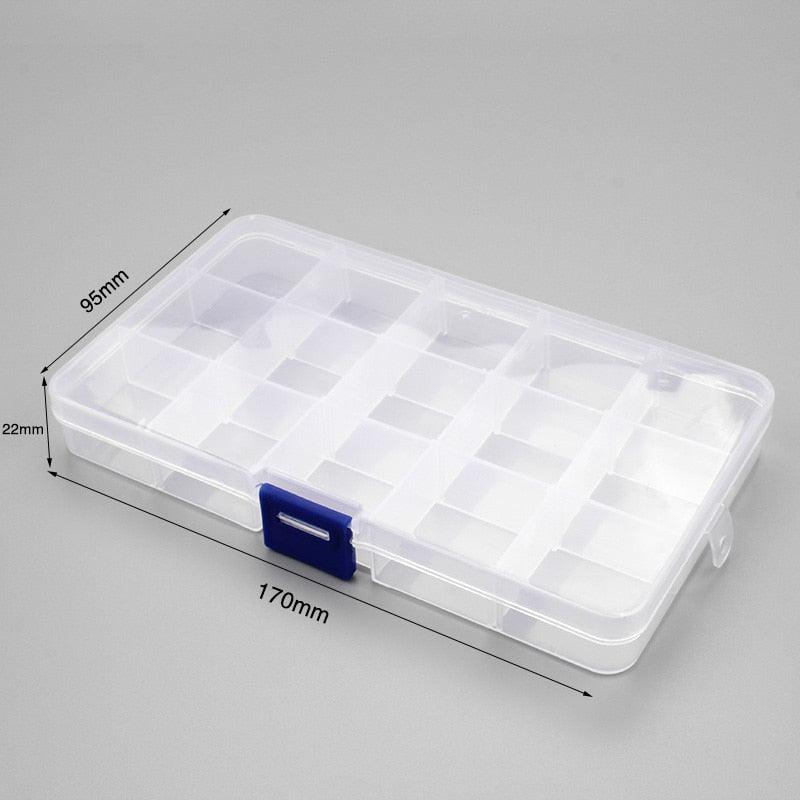 Boîtes de rangement en plastique Compartiments réglables Emballage transparent Boîte à outils Organisateur d'artisanat Boîte à bijoux en plastique rectangulaire avec diviseurs amovibles Conteneurs de rangement pour boucles d'oreilles