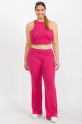 Ensembles top court côtelé grande taille et pantalon bootcut