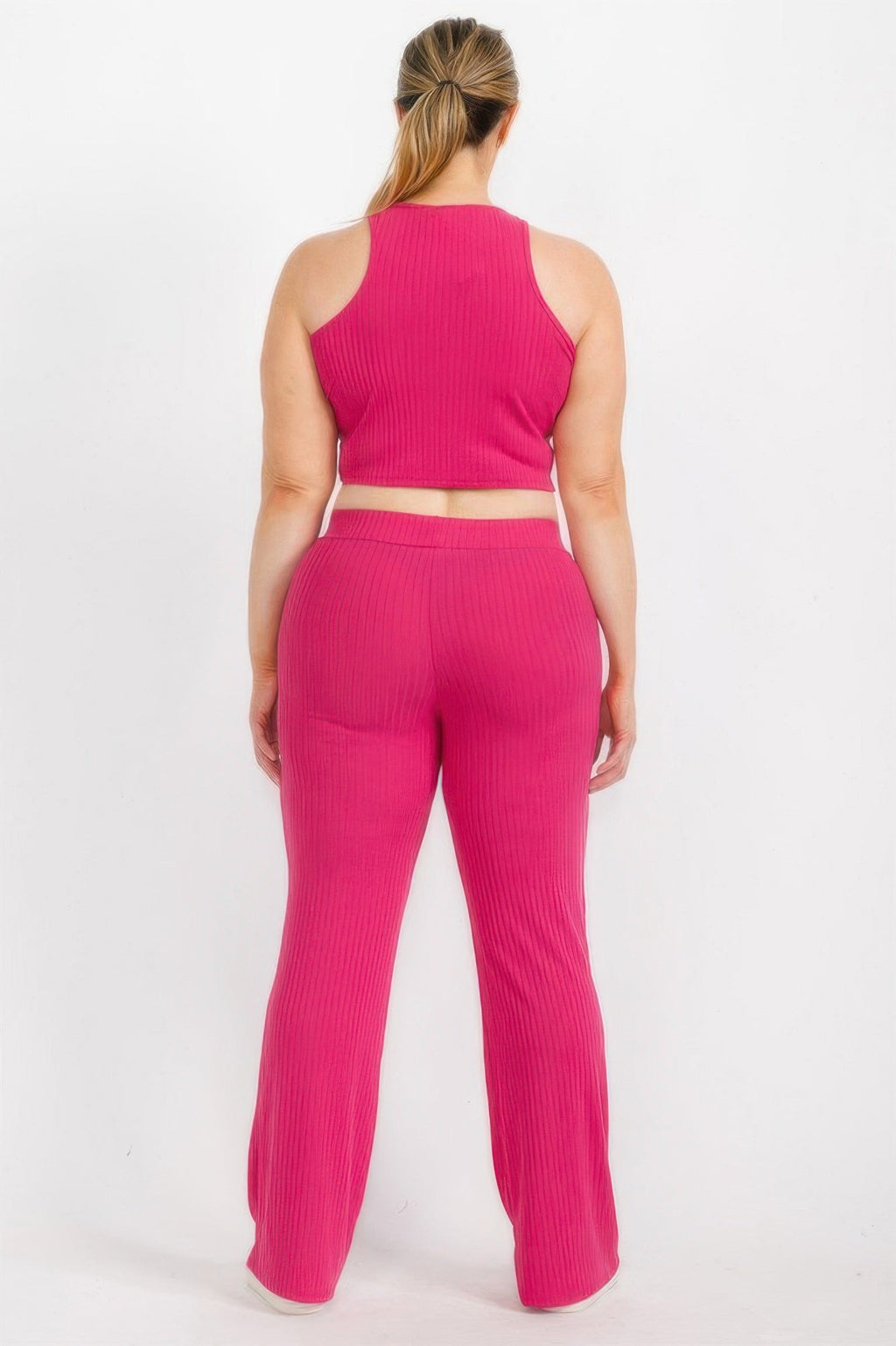 Ensembles top court côtelé grande taille et pantalon bootcut