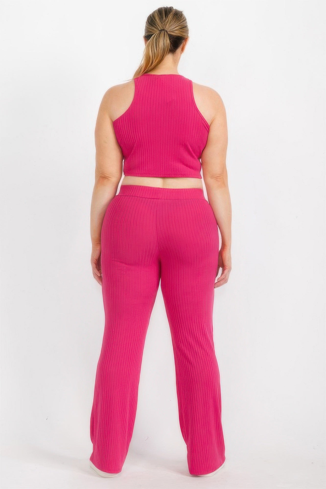 Ensembles top court côtelé grande taille et pantalon bootcut