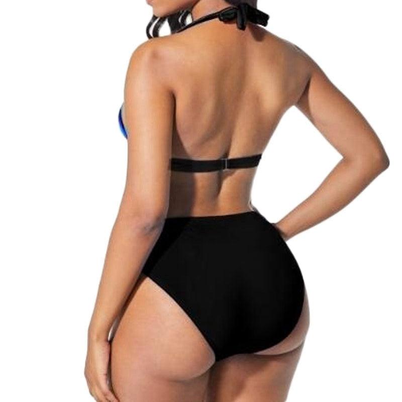 Ensemble de bikini rayé néon grande taille Push Up Femme Taille Haute Ensemble de Bikini Halter Deux Pièces Maillot de Bain Croisé Gainant Maillot de Bain Push Up Femme Taille Haute Halter Maillot de Bain de Plage Rétro Maillot de Bain
