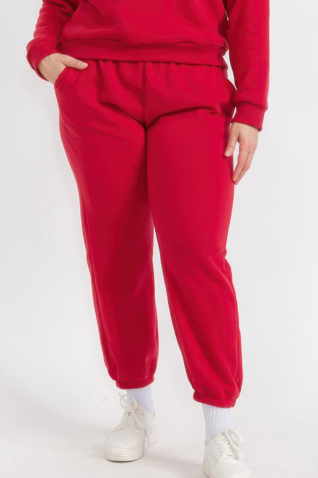 Pantalon de jogging en molleton à taille élastique grande taille