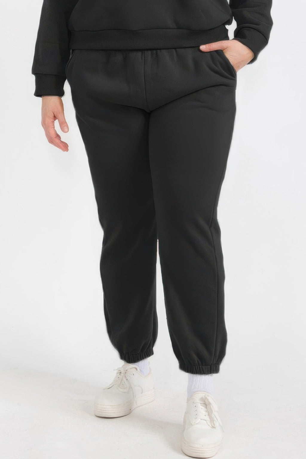 Pantalon de jogging en molleton à taille élastique grande taille