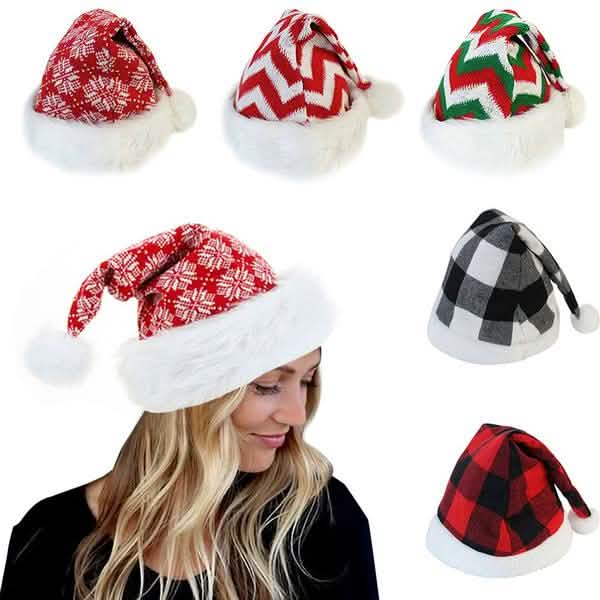 Bonnet de Noël tricoté en peluche