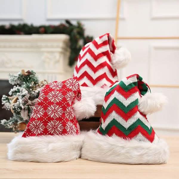 Bonnet de Noël tricoté en peluche