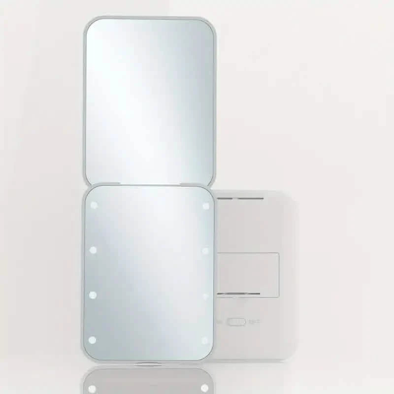 Miroir de poche, miroir de maquillage de voyage compact à LED avec grossissement 1X/3X