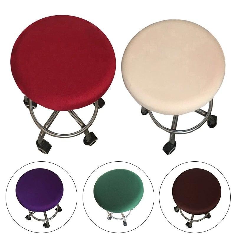 Housse de chaise ronde en tissu polyester imperméable pour siège de salle à manger, housses de chaise d'hôtel et de banquet, protection de chaise ronde, housses de tabouret de bar lavables, housses de coussin de tabouret élastiques pour chaises de bar