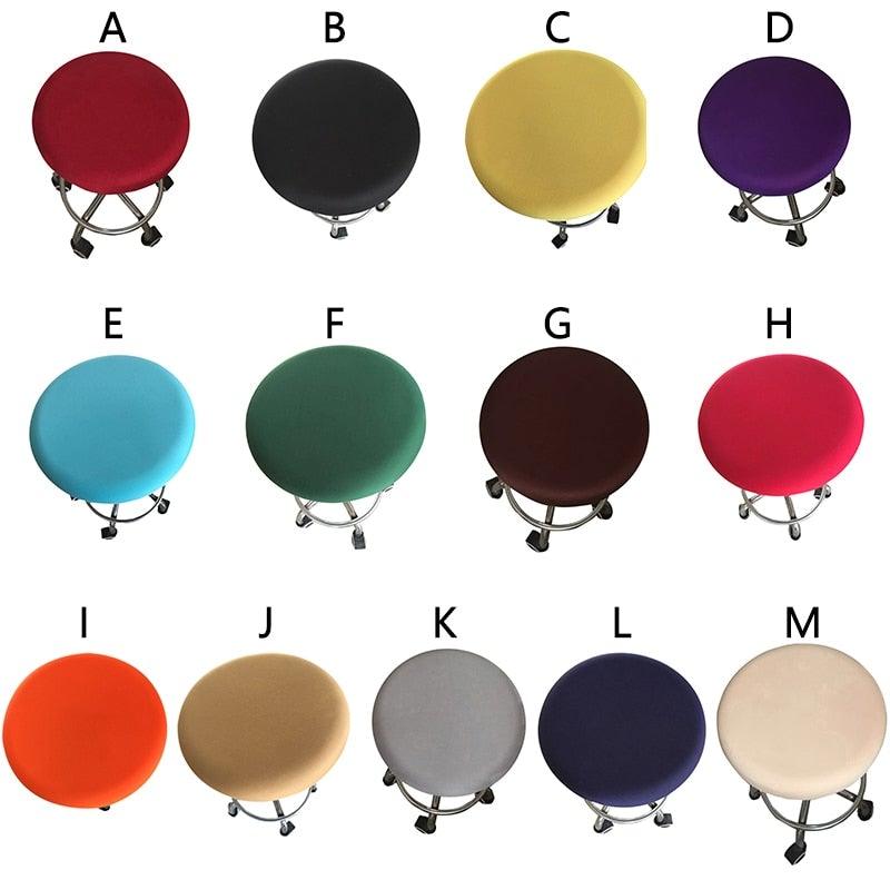 Housse de chaise ronde en tissu polyester imperméable pour siège de salle à manger, housses de chaise d'hôtel et de banquet, protection de chaise ronde, housses de tabouret de bar lavables, housses de coussin de tabouret élastiques pour chaises de bar