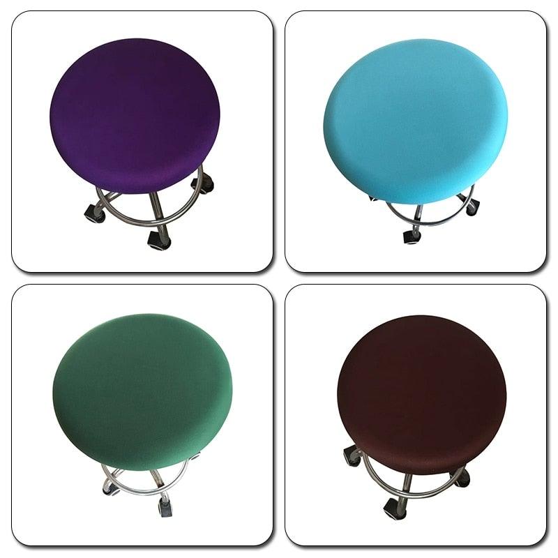 Housse de chaise ronde en tissu polyester imperméable pour siège de salle à manger, housses de chaise d'hôtel et de banquet, protection de chaise ronde, housses de tabouret de bar lavables, housses de coussin de tabouret élastiques pour chaises de bar