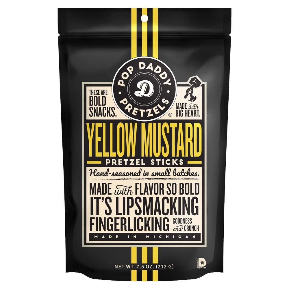 Bretzels Pop Daddy - Bâtonnets de Bretzel 'Moutarde Jaune' (212g)