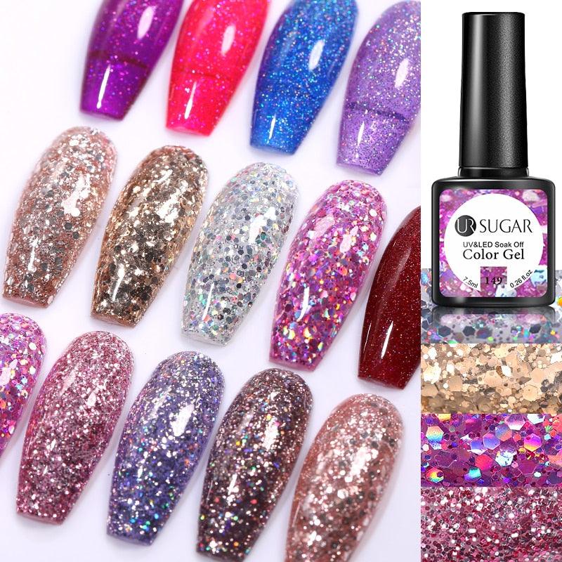 Vernis à Ongles Gel Populaire 2022 Moderne Nouveau Élégant Argent Violet 7.5ml UV Manucure Couleur Brillante et Élégante Design Chic pour Femmes