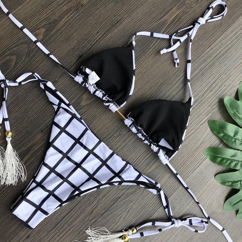 Maillot de bain deux pièces populaire pour femme - ensemble bikini push-up rembourré - ensemble bikini floral - maillot de bain deux pièces à volants taille basse - maillot de bain push-up