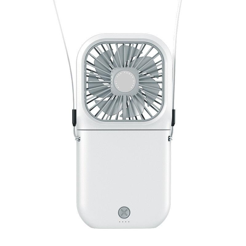 Ventilateur de cou portable pour climatiseur avec batterie externe de 3000 mAh Mini ventilateur de bureau USB pliable Ventilateur de refroidissement d'air personnel pliable rechargeable par USB pour la maison, le bureau et les voyages en extérieur