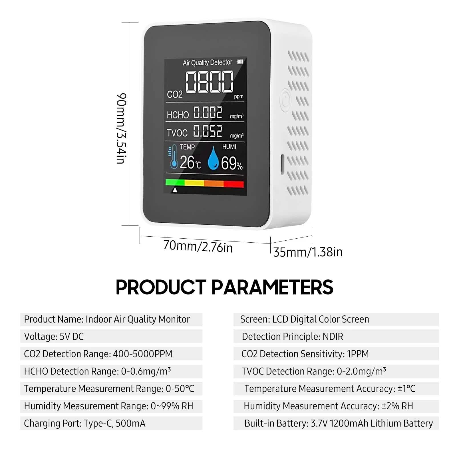 Moniteur de Qualité de l'Air Portable