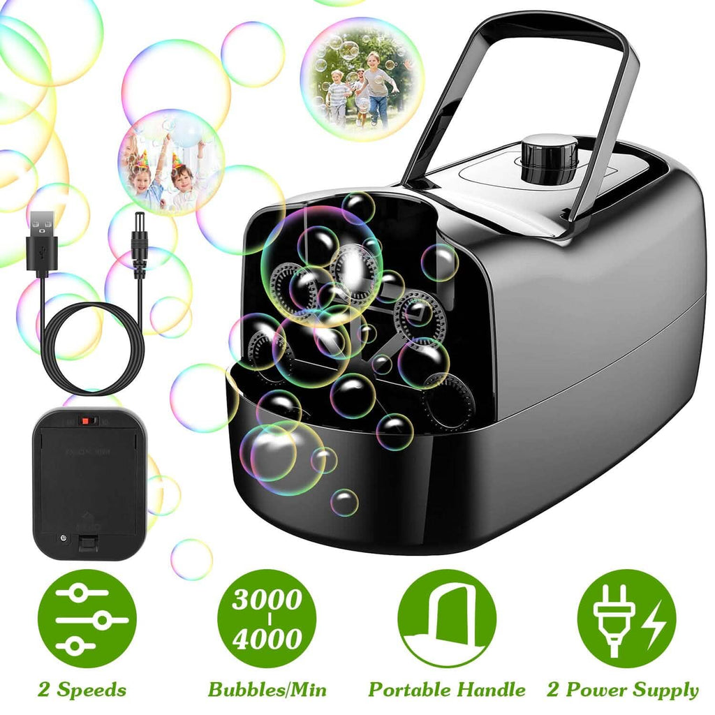 Machine à bulles portable avec 2 vitesses Poignée 3000-4000 bulles par minute Alimentation par prise ou piles