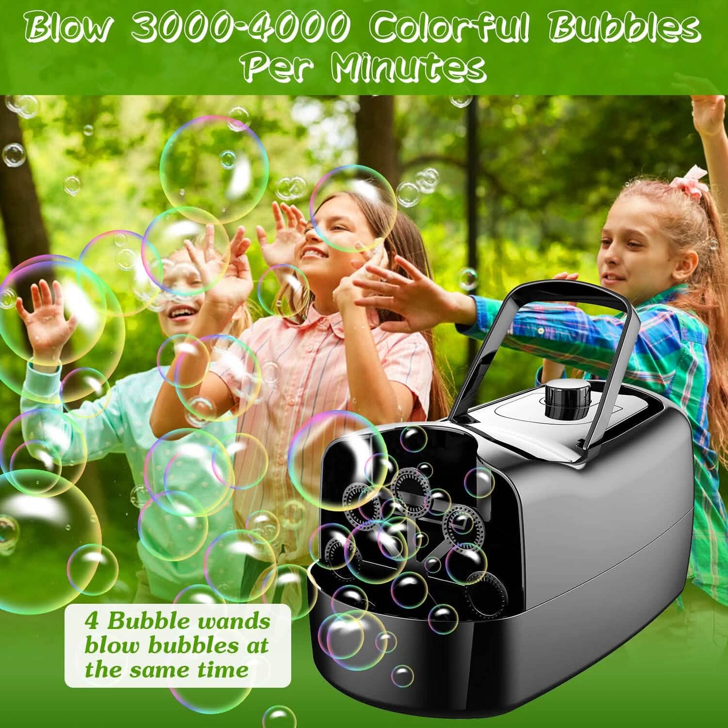 Machine à bulles portable avec 2 vitesses Poignée 3000-4000 bulles par minute Alimentation par prise ou piles