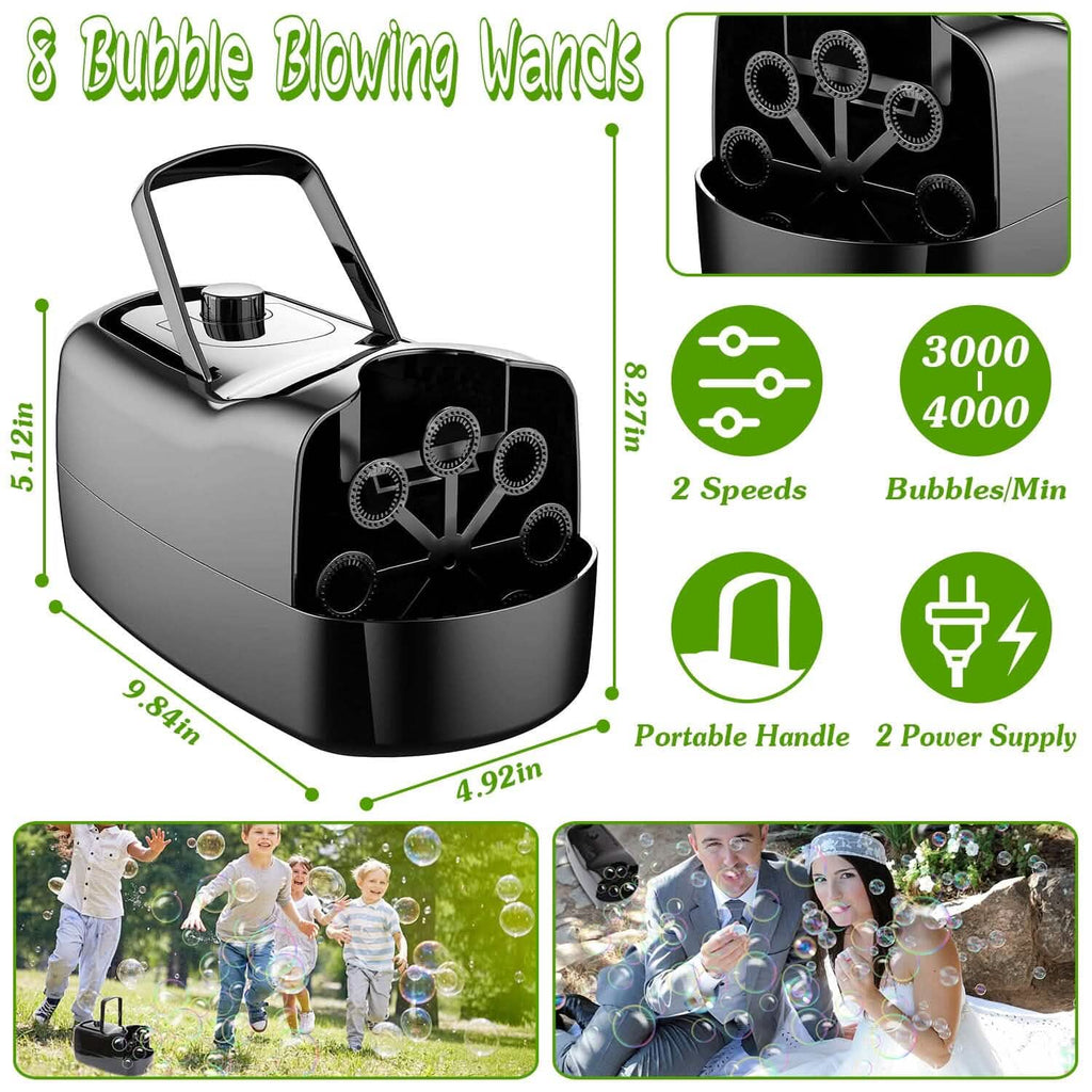 Machine à bulles portable avec 2 vitesses Poignée 3000-4000 bulles par minute Alimentation par prise ou piles