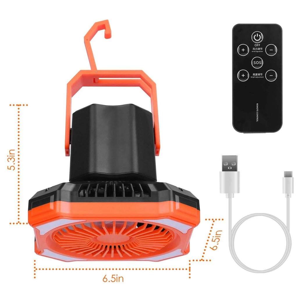 Ventilateur lanterne de camping portable alimenté par batterie 10000mAh avec 4 modes d'éclairage