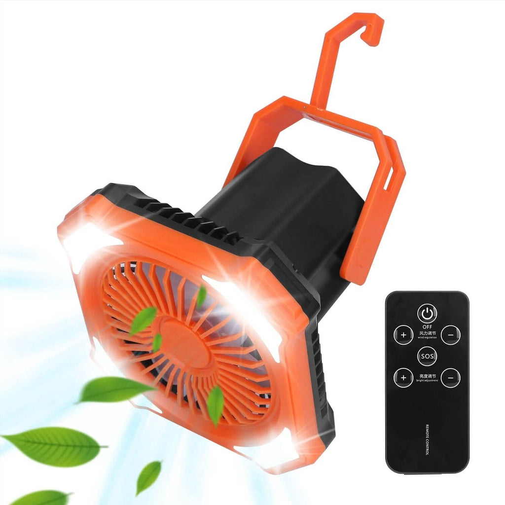Ventilateur lanterne de camping portable alimenté par batterie 10000mAh avec 4 modes d'éclairage
